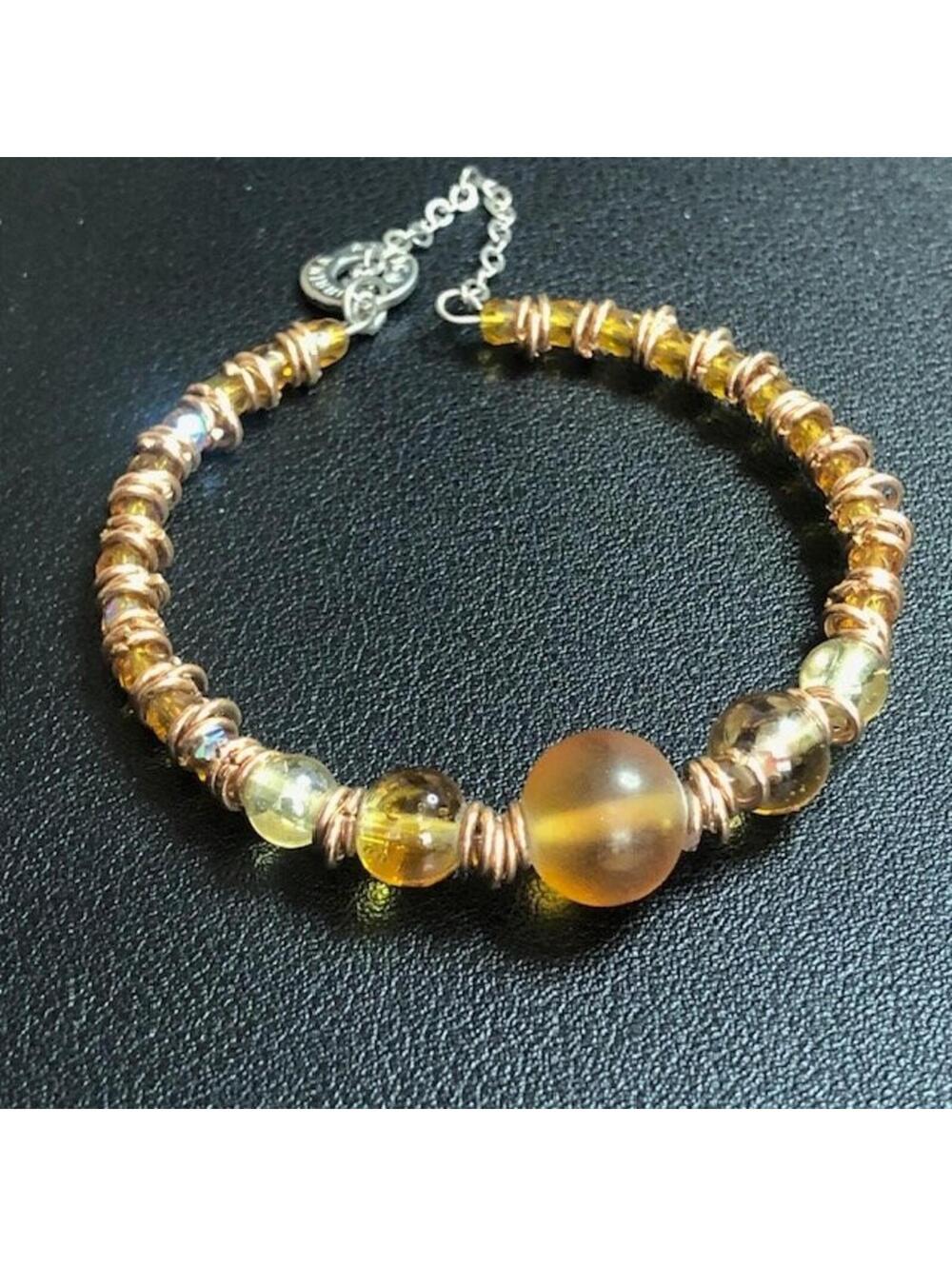 B2301 Antica Murrina Venezia Beaded Bracelet Murano Glass wire wrap up to 8"